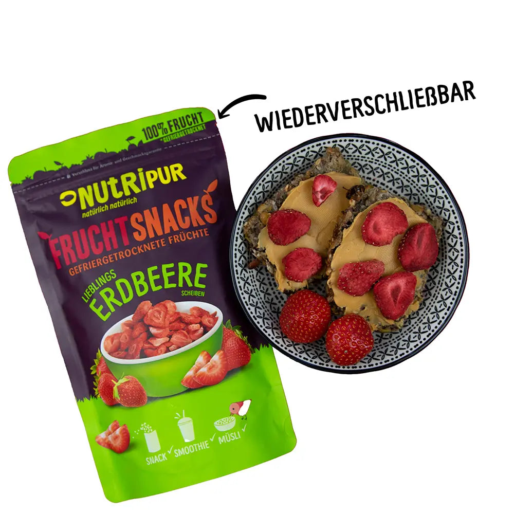 Nutripur gefriergetrocknete Erdbeeren 70 g (7 Stück)