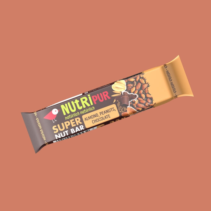 Nutripur Super Nut Bar – Mandel, Erdnuss & Schoko 35 g (16 Riegel)