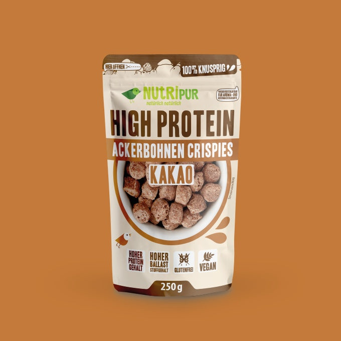 Nutripur High Protein Ackerbohnen Crispies – Kakao 250 g (9 Stück)