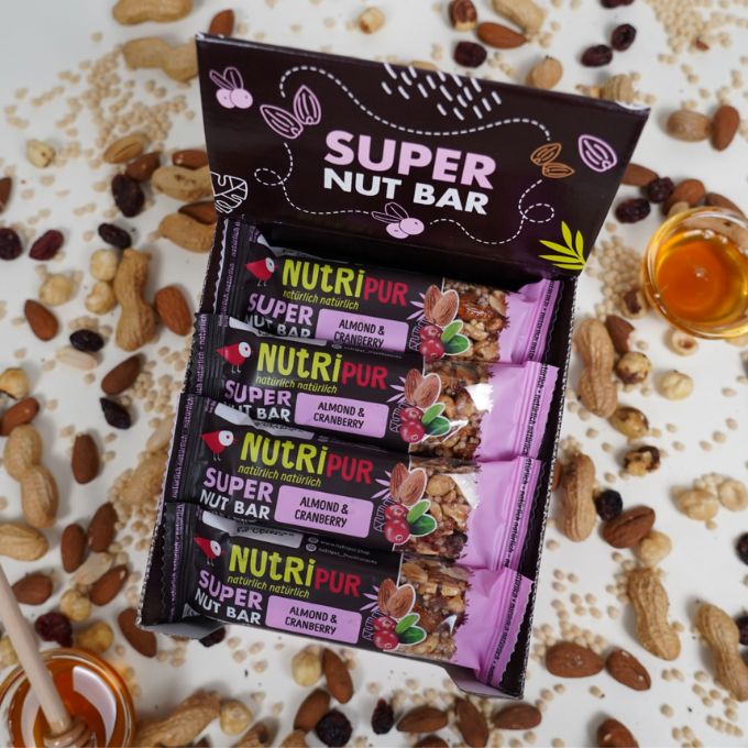 Nutripur Super Nut Bar – Mandel & Cranberry 35 g (16 Riegel)